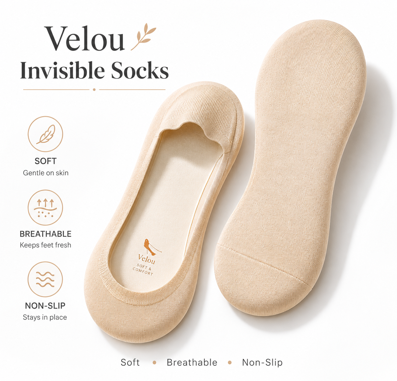 VELOU | Invisible Socks | 5 Pack Bundle