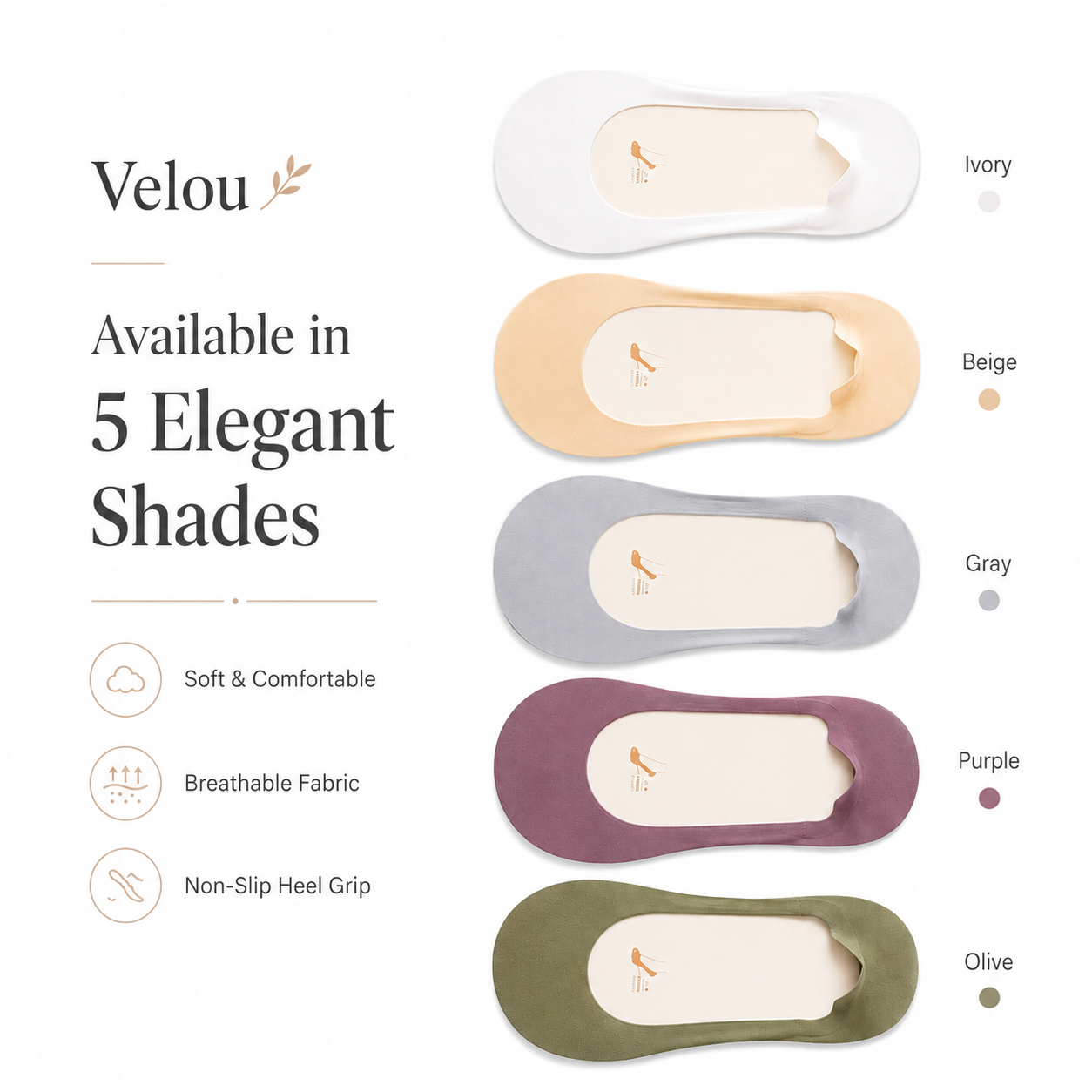 VELOU | Invisible Socks | 5 Pack Bundle